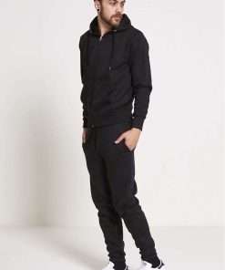 Black Colour Zip-up Hooded Tracksuits for Men