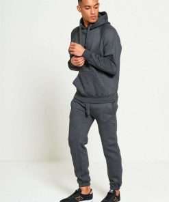 Charcoal Colour Pullover Hooded Men's Tracksuits