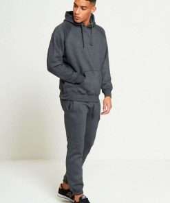 Charcoal Colour Basic Pullover Hood Tracksuits For Men's