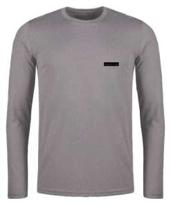 Basic Long Sleeve Polo T shirt Grey Melange Color For Men 5