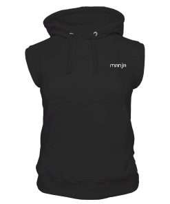 1 Girls Hoodie Pullover Sleeveless Front Black Logo