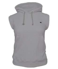 1 Girls Hoodie Pullover Sleeveless Front Grey 1