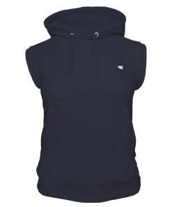 1 Girls Hoodie Pullover Sleeveless Front Navy Logo 1