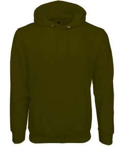 Men Hoodie Pullover Full Sleeve Front Khaki Basic