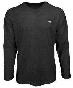 Men_s T-Shirt V-Neck Full Sleeve Charcoal Logo 1