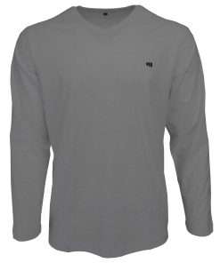 Men_s T-Shirt V-Neck Full Sleeve Grey Logo 1