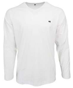 Men_s T-Shirt V-Neck Full Sleeve White Logo 1