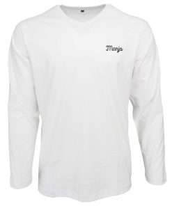 Men_s T-Shirt V-Neck Full Sleeve White Logo 3