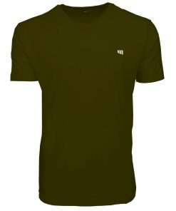 Men_s T-Shirt V-Neck Half Sleeve Khaki Logo 1
