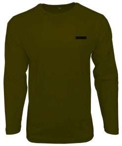 Men_s T-shirt Crewneck Full Sleeve Khaki Logo 3-min