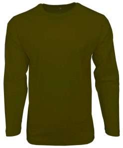 Men_s T-shirt Crewneck Full Sleeve Khaki-min