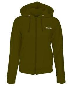 Women_s Hoodie Zipup Full Sleeve Khaki Logo 2