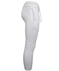 Girls Jogger Ribbed White Side