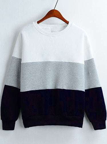 Grey-Melange-Sweatshirt-With-White-And-Navy-Blue-Color