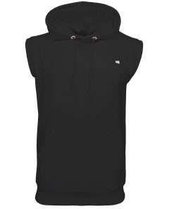Men_s Hoodie Pullover Sleeveless Front Black Logo 1