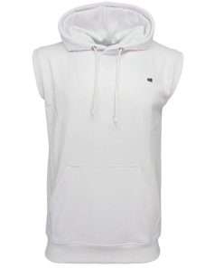Men_s Hoodie Pullover Sleeveless Front White Logo 1