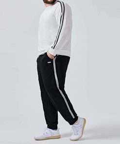 Black & White Stripe Joggers Set for Men