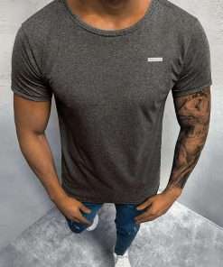 Men Crew Neck Half Sleeve Charcoal T-Shirt.jpg 1