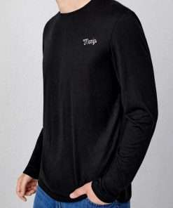 Men crew neck Black long sleeve tee