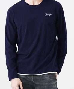Men crew neck Navy long sleeve tee