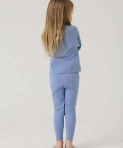 Sky Blue Colour Basic t shirt and leggings set for kids back site