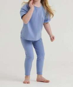 Sky Blue Colour Basic t shirt and leggings set for kids