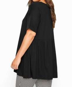 Crew Neck Tunic in Soft Jersey for Women Black