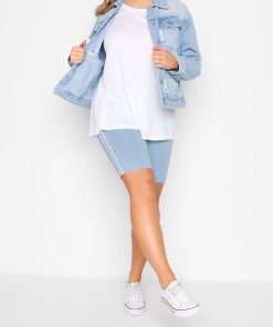 Striped Cycling Shorts for Women Sky Colour