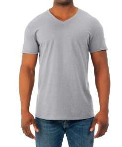Premium Short Sleeve V-Neck Tee for Men Grey