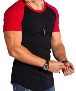black Colour body Red sleeve Men's Raglan T-Shirts