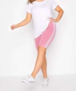 Striped Cycling Shorts for Women Pink Colour
