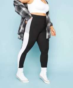 Block Striped Black Jogger for Women