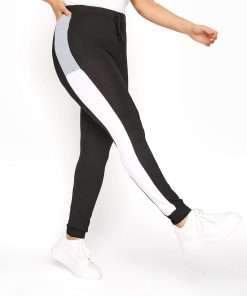Block Striped Black Jogger for Women