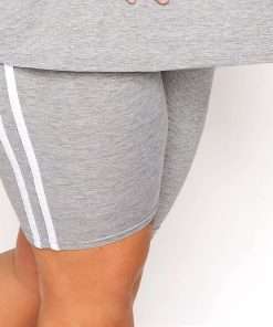 Striped Cycling Shorts for Women Grey Colour
