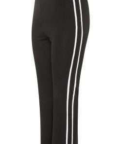 Side Striped High Waist Flared Trousers for Women Black Color