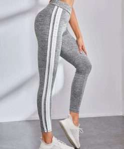 High Waisted Striped Detailed Leggings for Women