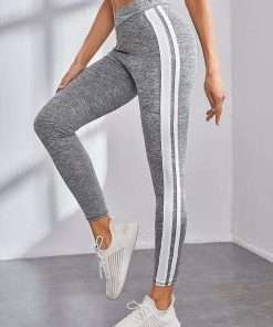 High Waisted Striped Detailed Leggings for Women