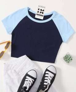 Raglan Crop Top Tee For Girls