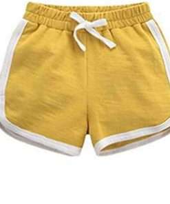 Yellow Colour Manja Branded Unisex Baby Cotton Shorts