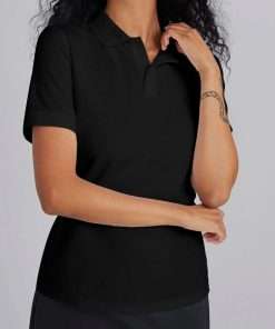 girls Black half sleeve polo