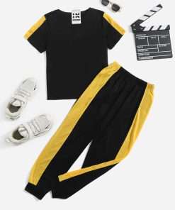 Boy's Contrasted Side Seam Tee & Joggers