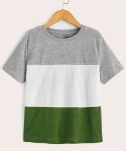 Boys Multicolor Short Sleeve Crewneck T-Shirt Khaki
