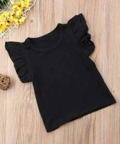 Short Raffels Sleeve Baby Tees Black