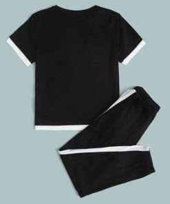 Boy's Sporty Tee & Striped Elastic Sweatpants