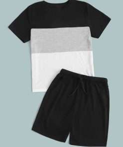 Boy's Color Block Tee & Bottom Set Grey