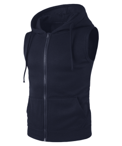 Basic Men's Sleeveless Zipper Hoodie