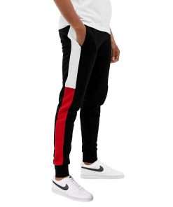 RED and White Colour Block Joggers for Men