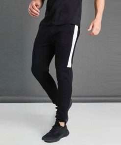 Black Joggers for Men with Side Panels