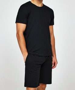Men's T-Shirt & Shorts Set in Black