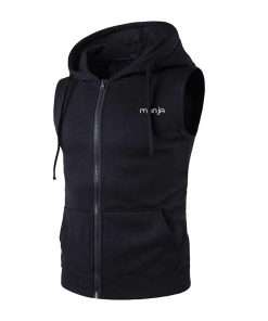 Men’s Logo Printed Sleeveless Zipper Hoodie